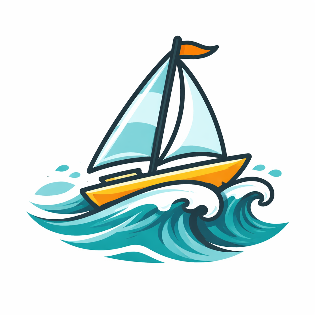 A picture of a sail boat navigating wave