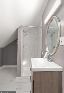 Streamlined bathroom in attic