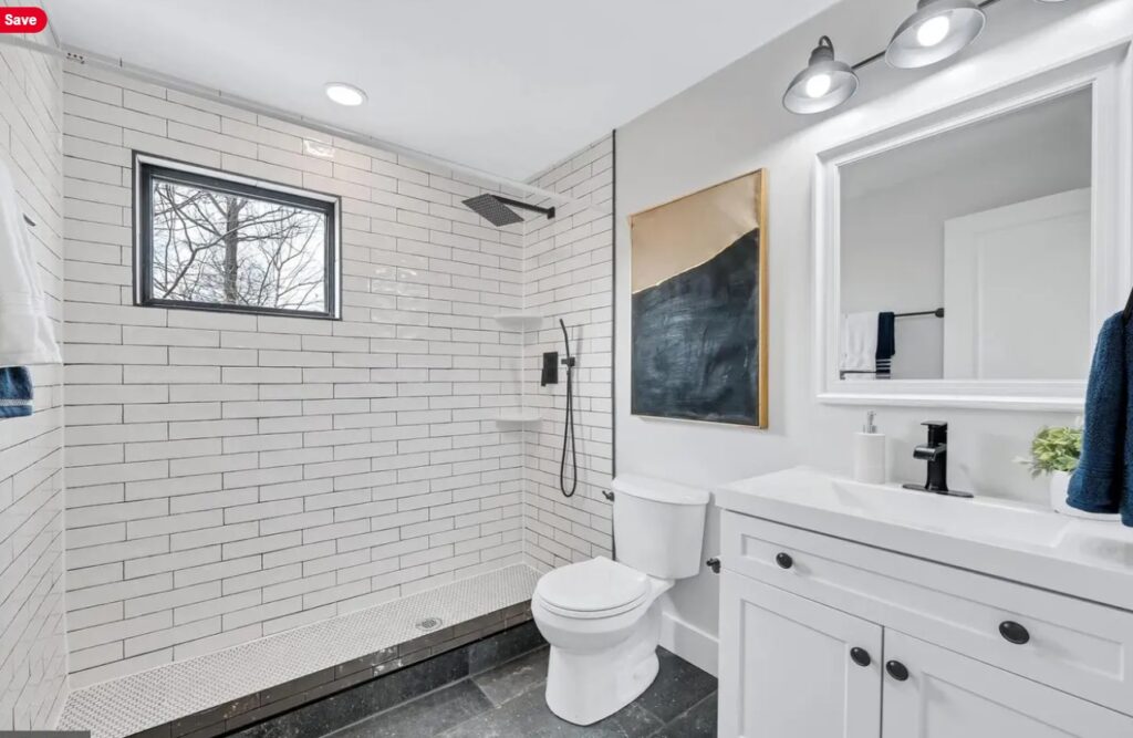Newly remodeled bathroom in white