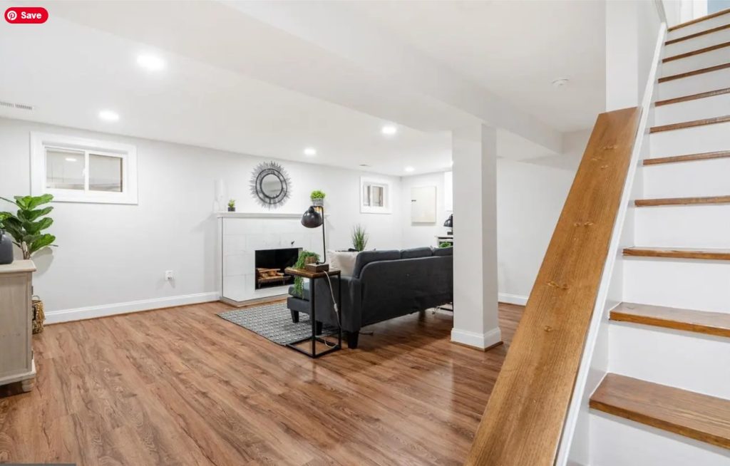 New Basement with with hard wood floors