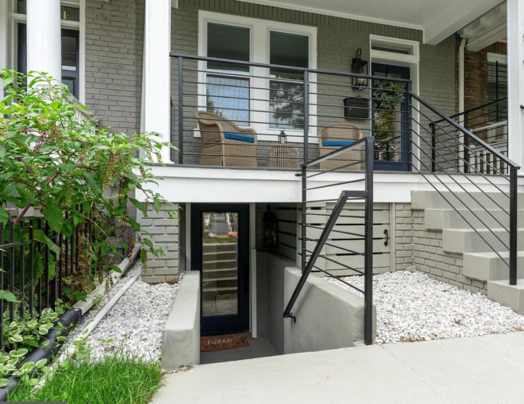 The front porch and the entance to the in-law suite after the renovation