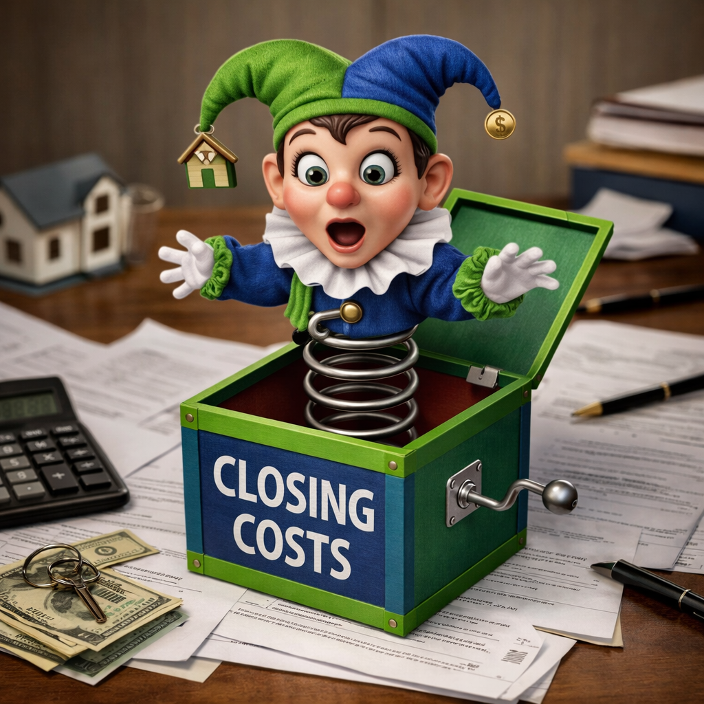 Closing Costs Represented as Jack-in-the-box toy