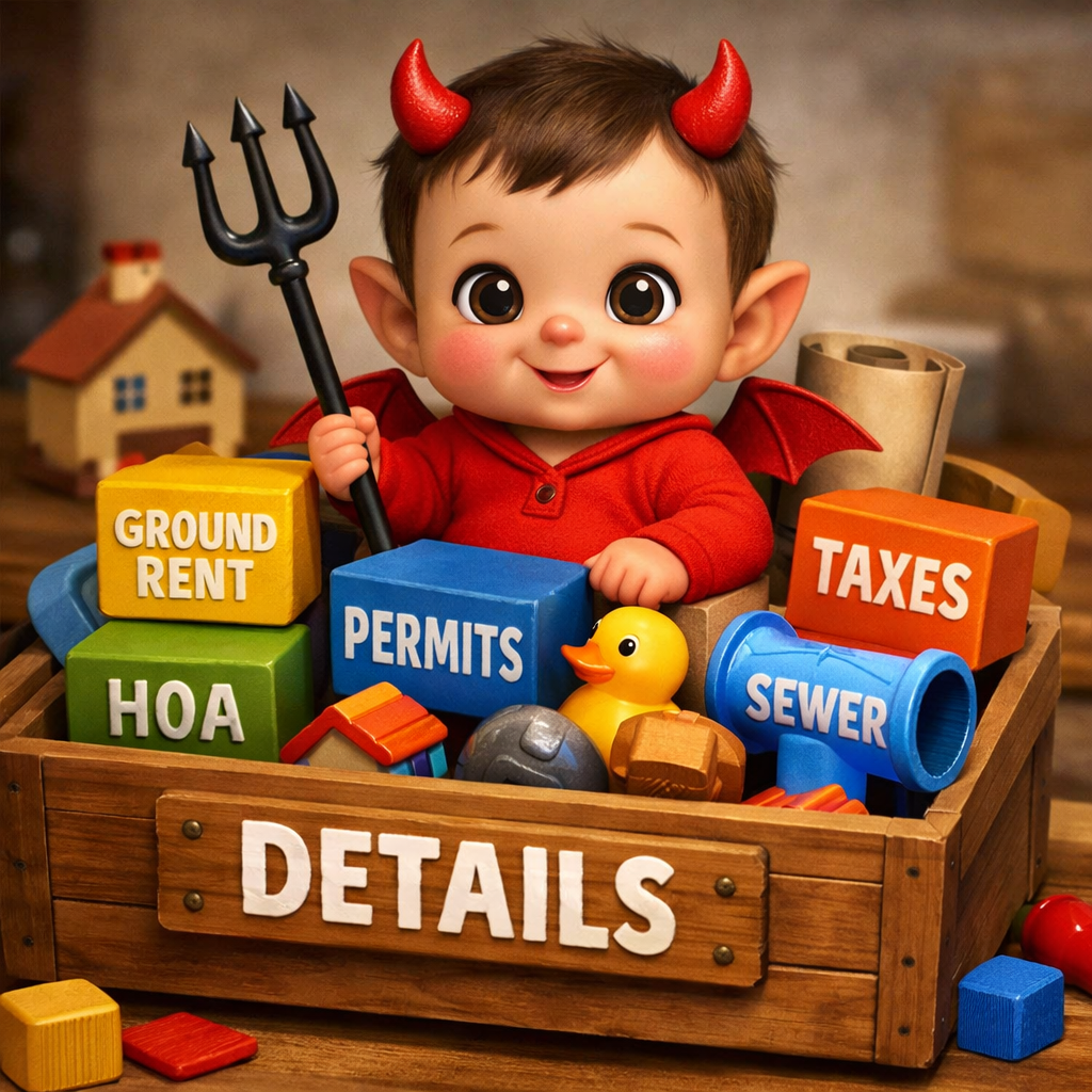  in the box full of details such as permits, ground rent, HOA status, septic, etc.